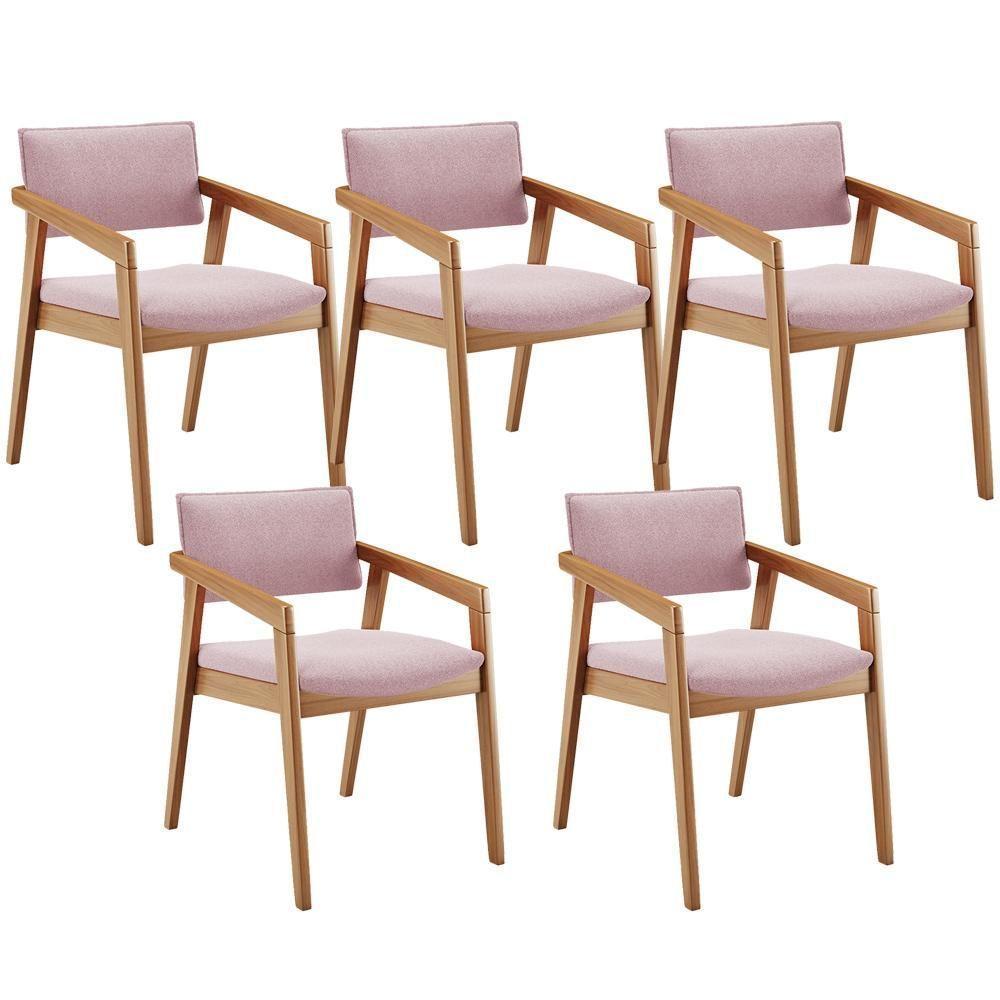Kit 05 Cadeiras Para Sala De Jantar Estar Living Giorgia B04 Bouclê Rosê - 1