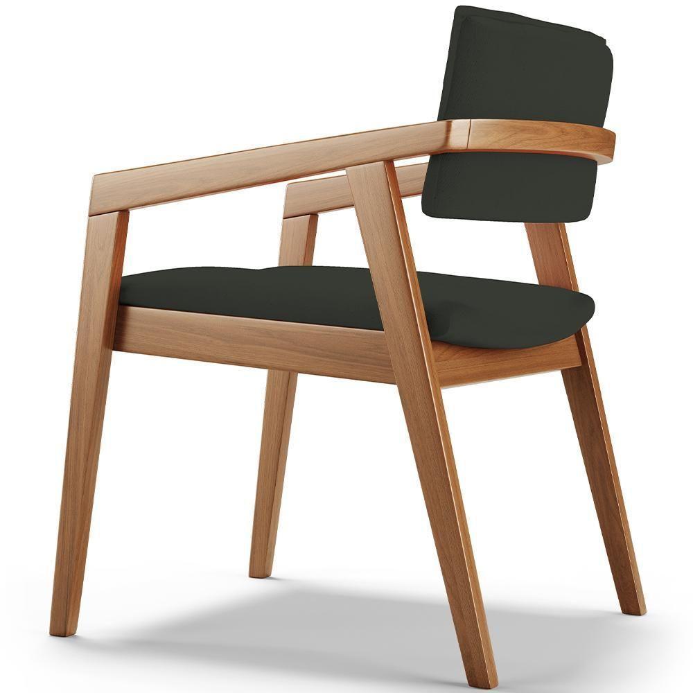 Kit 05 Cadeiras Para Sala De Jantar Estar Living Giorgia B04 Linho Verde Musgo - 2