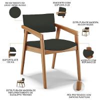 Kit 05 Cadeiras Para Sala De Jantar Estar Living Giorgia B04 Linho Verde Musgo - 6