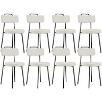 Kit 08 Cadeiras Decorativas Estofada Para Sala De Jantar Barcelona L02 Linho Champagne - Lyam - 1