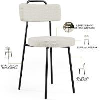 Kit 08 Cadeiras Decorativas Estofada Para Sala De Jantar Barcelona L02 Linho Champagne - Lyam - 8