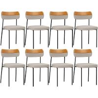 Kit 08 Cadeira Decorativa Estofada Para Sala De Jantar Melina L02 Linho Cru Couríssimo Whisky - Lyam Decor - 1