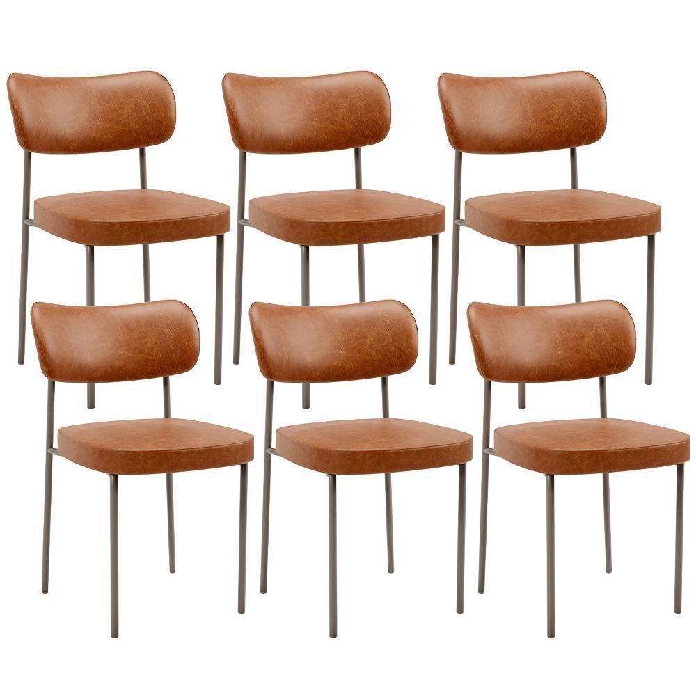 Kit 06 Cadeiras Estofadas Para Sala De Jantar Melina Base Arena L02 Couríssimo Camel - Lyam Decor - 1
