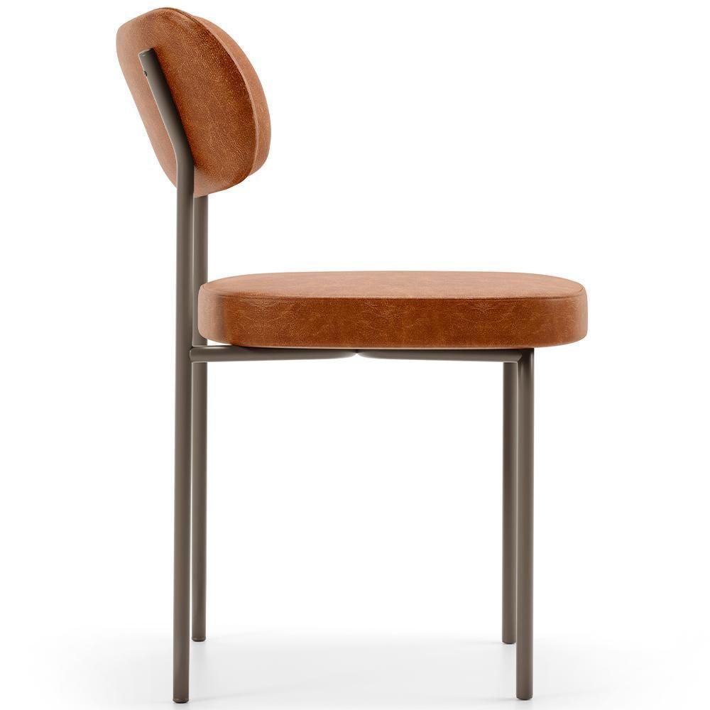 Kit 06 Cadeiras Estofadas Para Sala De Jantar Melina Base Arena L02 Couríssimo Camel - Lyam Decor - 2