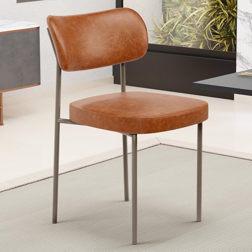 Kit 06 Cadeiras Estofadas Para Sala De Jantar Melina Base Arena L02 Couríssimo Camel - Lyam Decor - 6