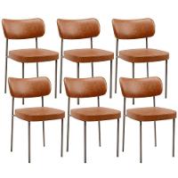 Kit 06 Cadeiras Estofadas Para Sala De Jantar Melina Base Arena L02 Couríssimo Camel - Lyam Decor - 1