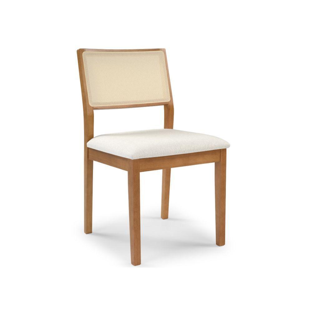 Cadeira Alpina Freijó Encosto Telinha Quadrada Crua Assento Em Tecido 132 E Madeira Maciça Freijó - 1