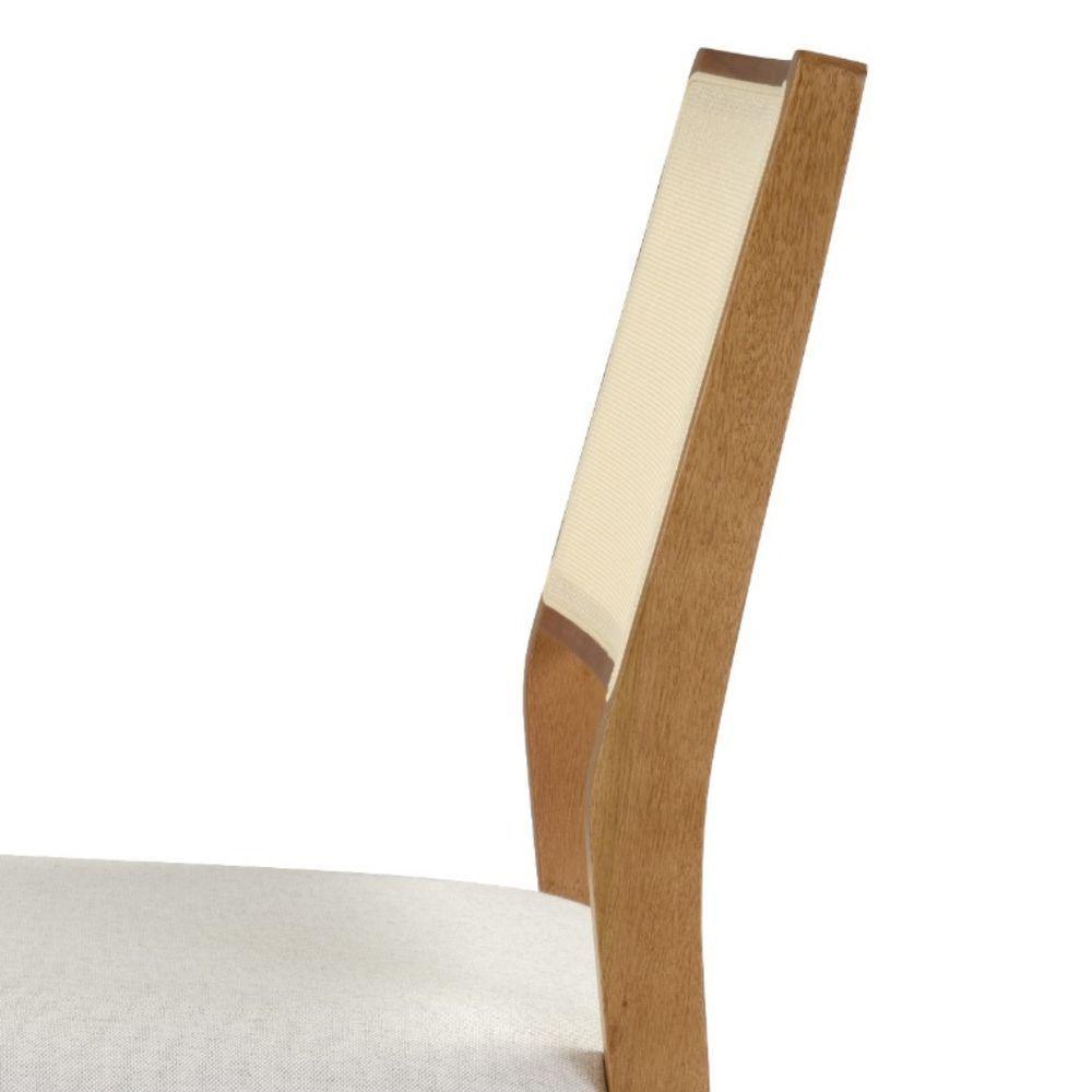 Cadeira Alpina Freijó Encosto Telinha Quadrada Crua Assento Em Tecido 132 E Madeira Maciça Freijó - 7