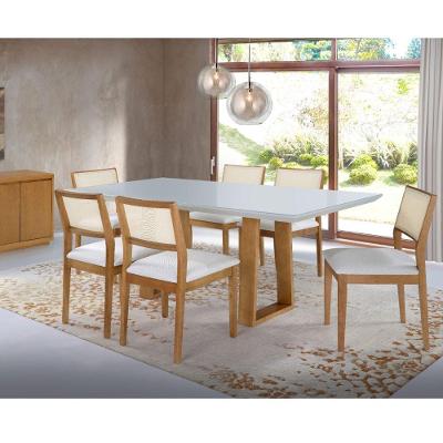 Cadeira Alpina Freijó Encosto Telinha Quadrada Crua Assento Em Tecido 132 E Madeira Maciça Freijó