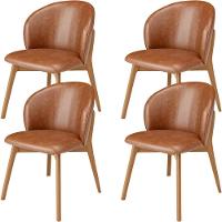 Kit 04 Cadeiras De Jantar E Estar Living Estofada Mia L02 Couríssimo Camel - Lyam Decor - 1