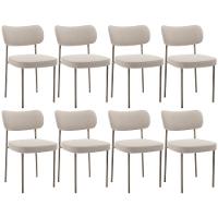 Kit 08 Cadeiras Estofadas Para Sala De Jantar Melina Base Arena L02 Bouclê Creme - Lyam Decor - 1