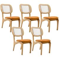 Kit 5 Cadeiras Para Sala De Jantar Estofada E Tela Mariah L02 Couríssimo Whisky - 1