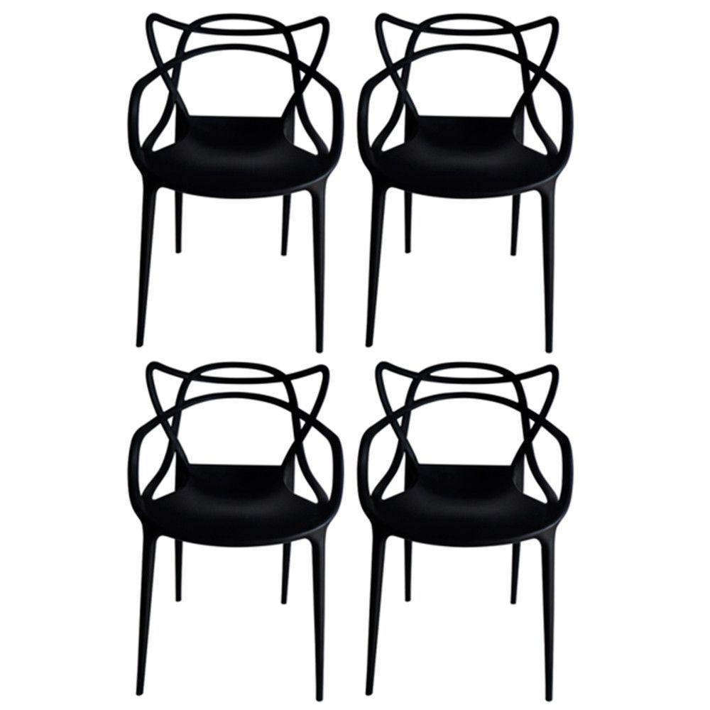 Kit Com 4 Cadeiras Aviv Estrutura Em Polipropileno Fratini Preto - 1