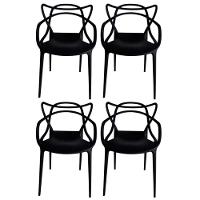 Kit Com 4 Cadeiras Aviv Estrutura Em Polipropileno Fratini Preto - 1