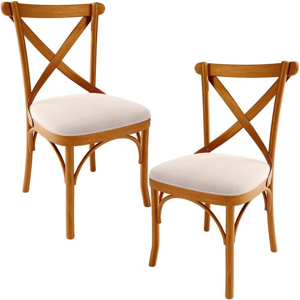 Kit 02 Cadeiras Para Sala De Jantar E Estar Living Estofada ávila L02 Suede Bege - Lyam - 1