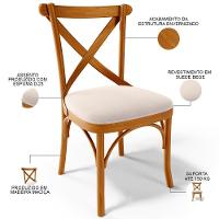 Kit 02 Cadeiras Para Sala De Jantar E Estar Living Estofada ávila L02 Suede Bege - Lyam - 6