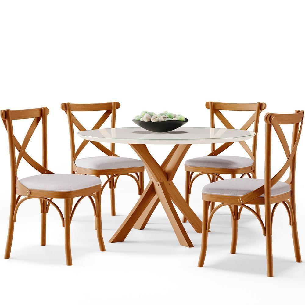 Kit 06 Cadeiras Para Sala De Jantar E Estar Living Estofada ávila L02 Linho Bege - Lyam - 5