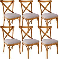 Kit 06 Cadeiras Para Sala De Jantar E Estar Living Estofada ávila L02 Linho Bege - Lyam - 1