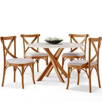 Kit 06 Cadeiras Para Sala De Jantar E Estar Living Estofada ávila L02 Linho Bege - Lyam - 5