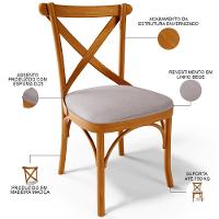 Kit 06 Cadeiras Para Sala De Jantar E Estar Living Estofada ávila L02 Linho Bege - Lyam - 6