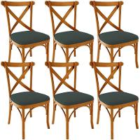 Kit 06 Cadeiras Para Sala De Jantar E Estar Living Estofada ávila L02 Suede Verde Musgo - Lyam - 1