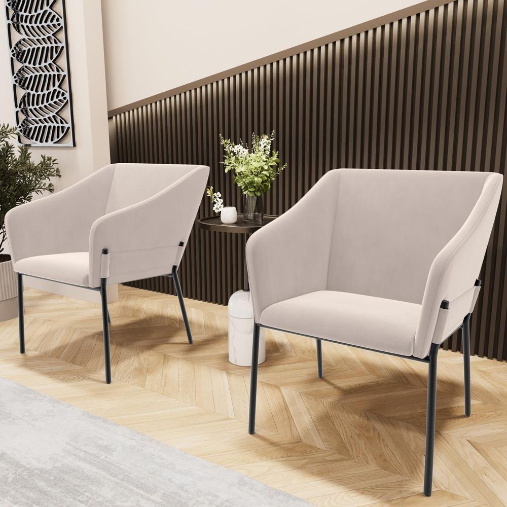 Kit 3 Cadeiras Para Sala De Jantar Estar Living Olívia L02 Suede Bege - Lyam Decor - 6