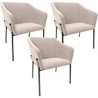 Kit 3 Cadeiras Para Sala De Jantar Estar Living Olívia L02 Suede Bege - Lyam Decor - 1