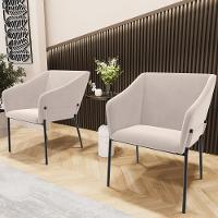 Kit 3 Cadeiras Para Sala De Jantar Estar Living Olívia L02 Suede Bege - Lyam Decor - 6