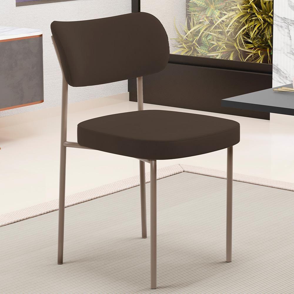 Kit 02 Cadeiras Para Sala De Jantar Melina Base Arena L02 Suede Marrom - Lyam Decor - 6