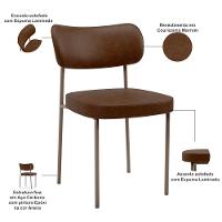 Kit 02 Cadeiras Para Sala De Jantar Melina Base Arena L02 Couríssimo Marrom - Lyam Decor - 7