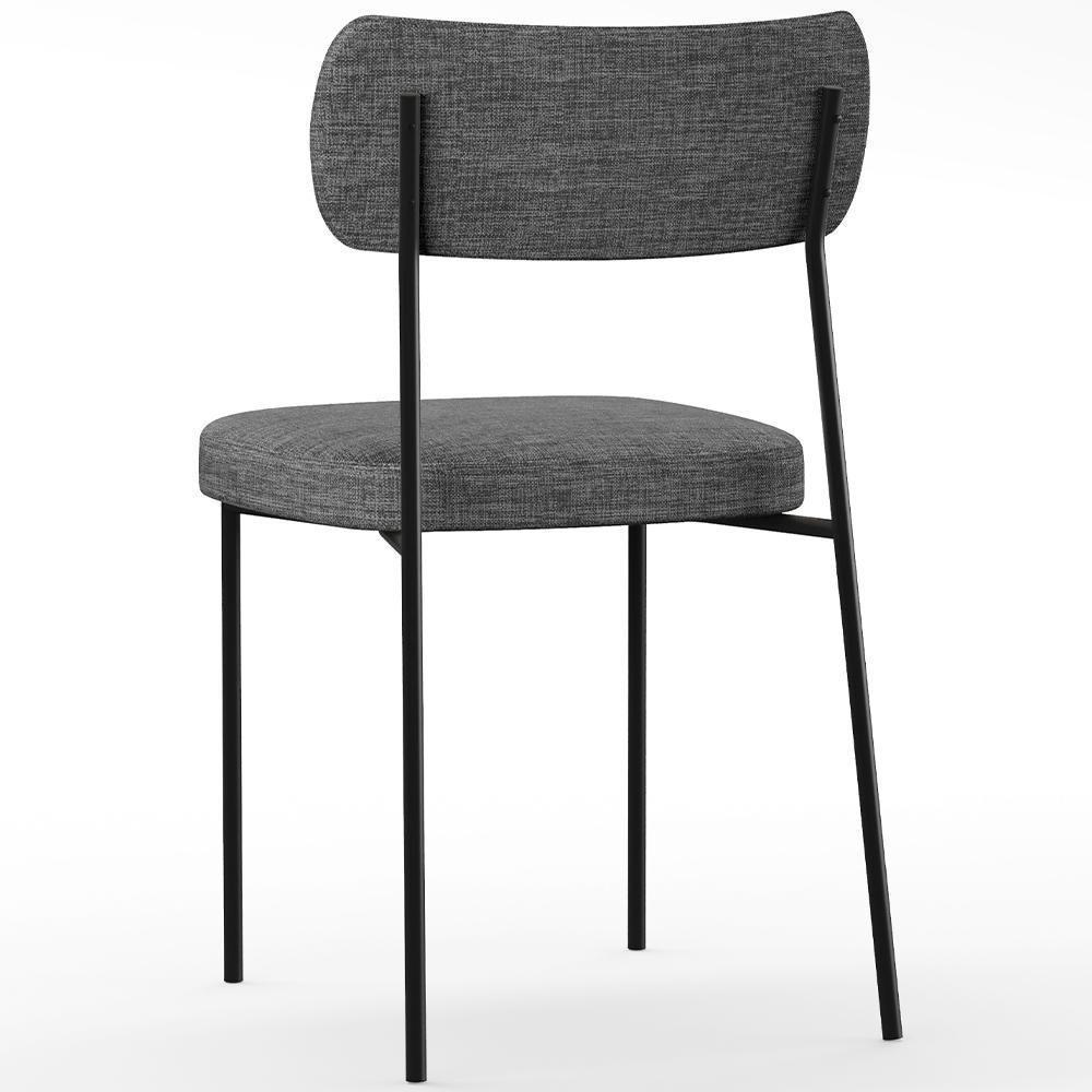 Kit 08 Cadeira Decorativa Estofada Para Sala De Jantar Melina L02 Linho Cinza Escuro Couríssimo Whisky - Lyam Decor - 4