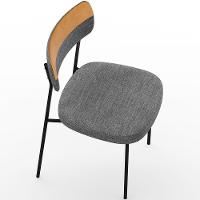 Kit 08 Cadeira Decorativa Estofada Para Sala De Jantar Melina L02 Linho Cinza Escuro Couríssimo Whisky - Lyam Decor - 5