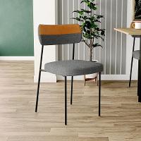 Kit 08 Cadeira Decorativa Estofada Para Sala De Jantar Melina L02 Linho Cinza Escuro Couríssimo Whisky - Lyam Decor - 6