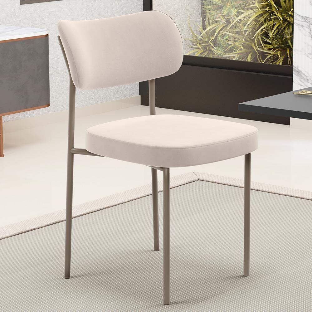 Kit 02 Cadeiras Para Sala De Jantar Melina Base Arena L02 Suede Bege - Lyam Decor - 6