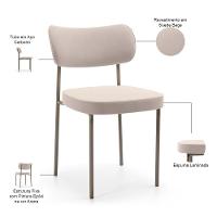 Kit 02 Cadeiras Para Sala De Jantar Melina Base Arena L02 Suede Bege - Lyam Decor - 7