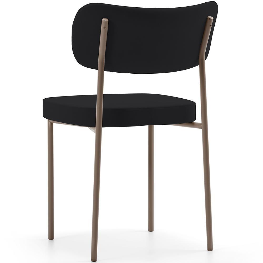 Kit 02 Cadeiras Para Sala De Jantar Melina Base Arena L02 Suede Preto - Lyam Decor - 4