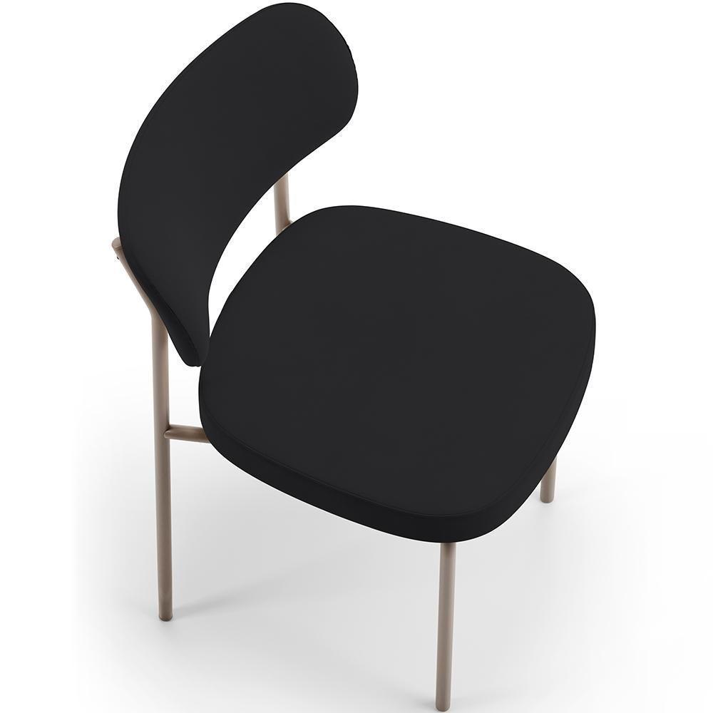 Kit 02 Cadeiras Para Sala De Jantar Melina Base Arena L02 Suede Preto - Lyam Decor - 5