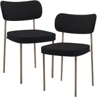 Kit 02 Cadeiras Para Sala De Jantar Melina Base Arena L02 Suede Preto - Lyam Decor - 1