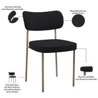 Kit 02 Cadeiras Para Sala De Jantar Melina Base Arena L02 Suede Preto - Lyam Decor - 7