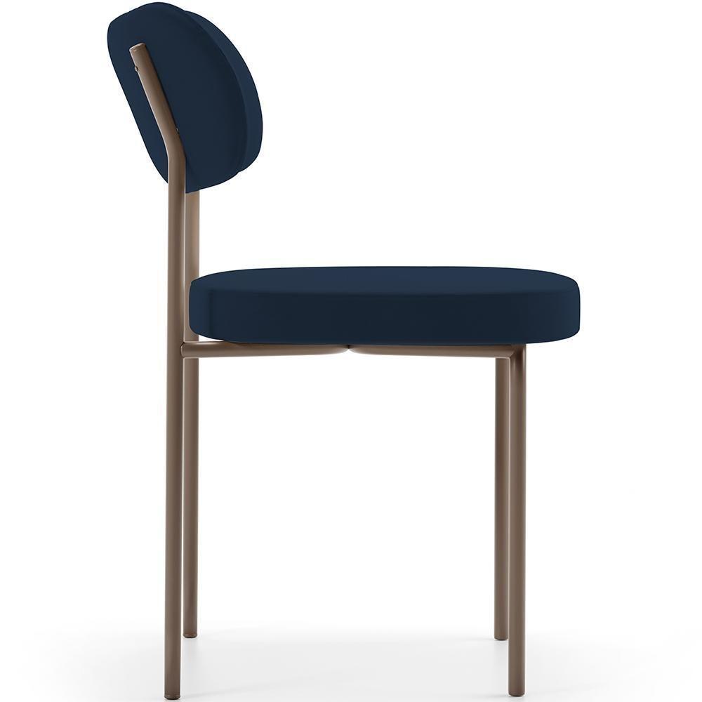 Kit 02 Cadeiras Para Sala De Jantar Melina Base Arena L02 Suede Azul Marinho - Lyam Decor - 2