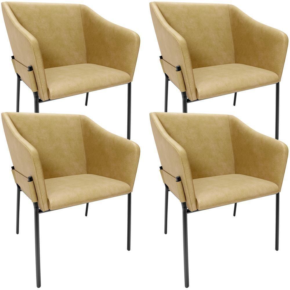 Kit 4 Cadeiras Para Sala De Jantar Estar Living Olívia L02 Couríssimo Fendi - Lyam Decor - 1