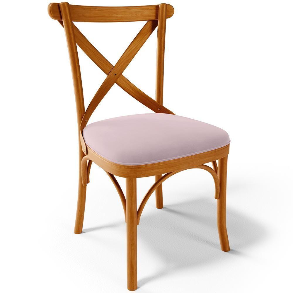 Kit 04 Cadeiras Para Sala De Jantar E Estar Living Estofada ávila L02 Suede Rosê - Lyam - 7