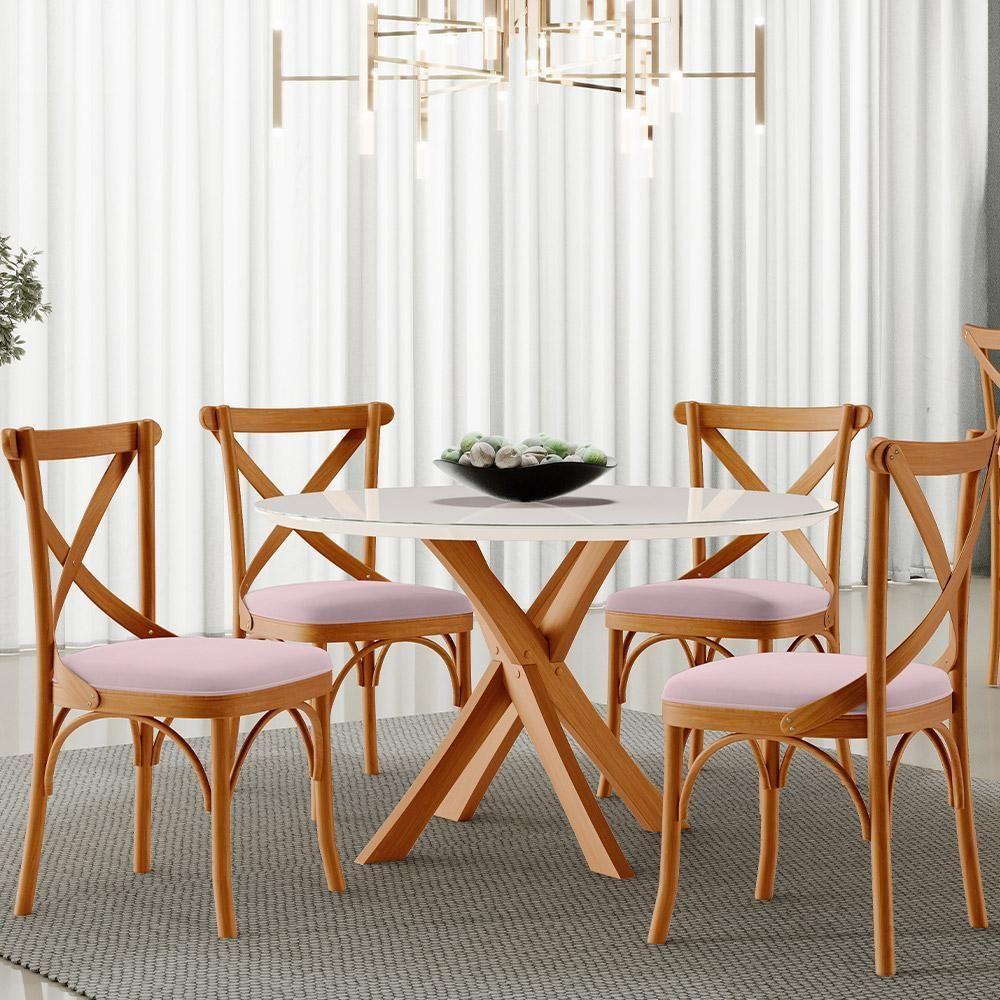 Kit 04 Cadeiras Para Sala De Jantar E Estar Living Estofada ávila L02 Suede Rosê - Lyam - 8