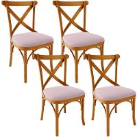 Kit 04 Cadeiras Para Sala De Jantar E Estar Living Estofada ávila L02 Suede Rosê - Lyam - 1