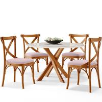 Kit 04 Cadeiras Para Sala De Jantar E Estar Living Estofada ávila L02 Suede Rosê - Lyam - 5