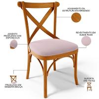 Kit 04 Cadeiras Para Sala De Jantar E Estar Living Estofada ávila L02 Suede Rosê - Lyam - 6