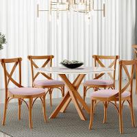 Kit 04 Cadeiras Para Sala De Jantar E Estar Living Estofada ávila L02 Suede Rosê - Lyam - 8