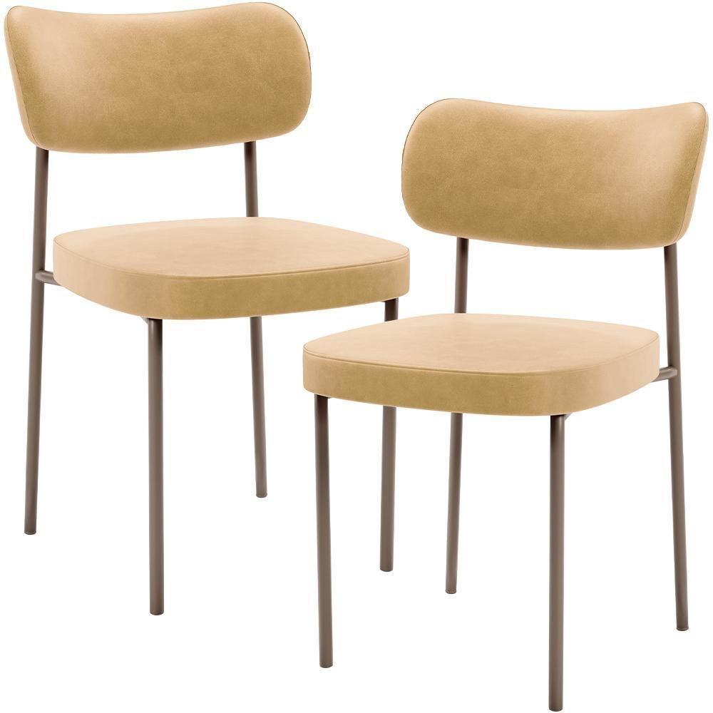 Kit 02 Cadeiras Para Sala De Jantar Melina Base Arena L02 Couríssimo Fendi - Lyam Decor - 1