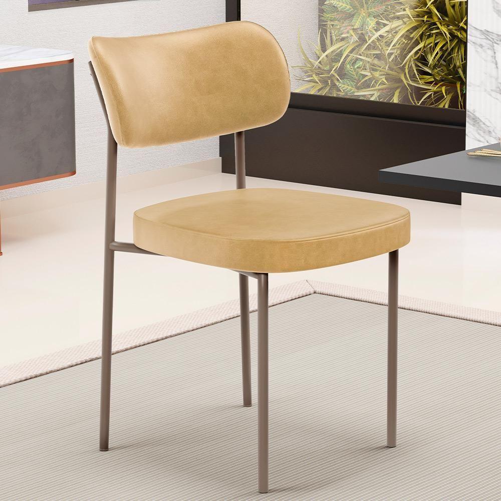 Kit 02 Cadeiras Para Sala De Jantar Melina Base Arena L02 Couríssimo Fendi - Lyam Decor - 6