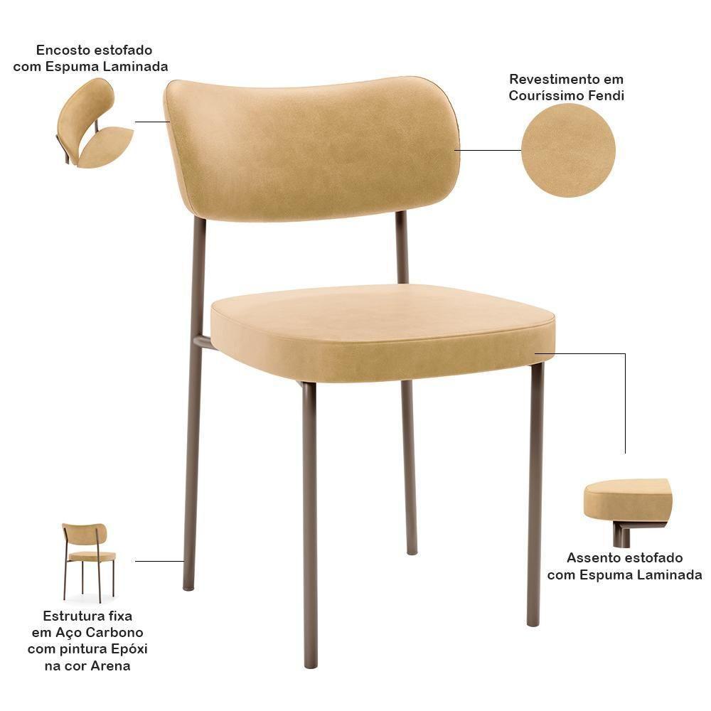 Kit 02 Cadeiras Para Sala De Jantar Melina Base Arena L02 Couríssimo Fendi - Lyam Decor - 7